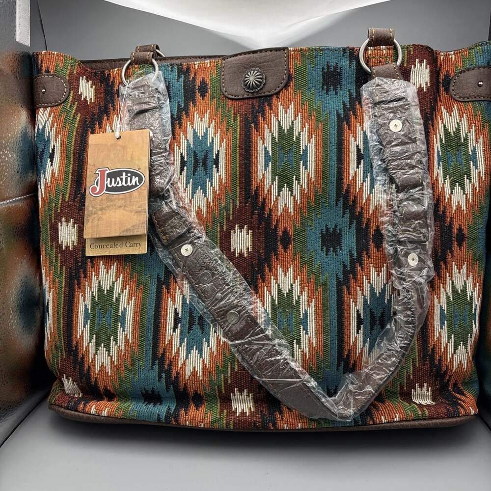 Justin Boots Conceal Carry Aztec Tote Bag Purse NWT